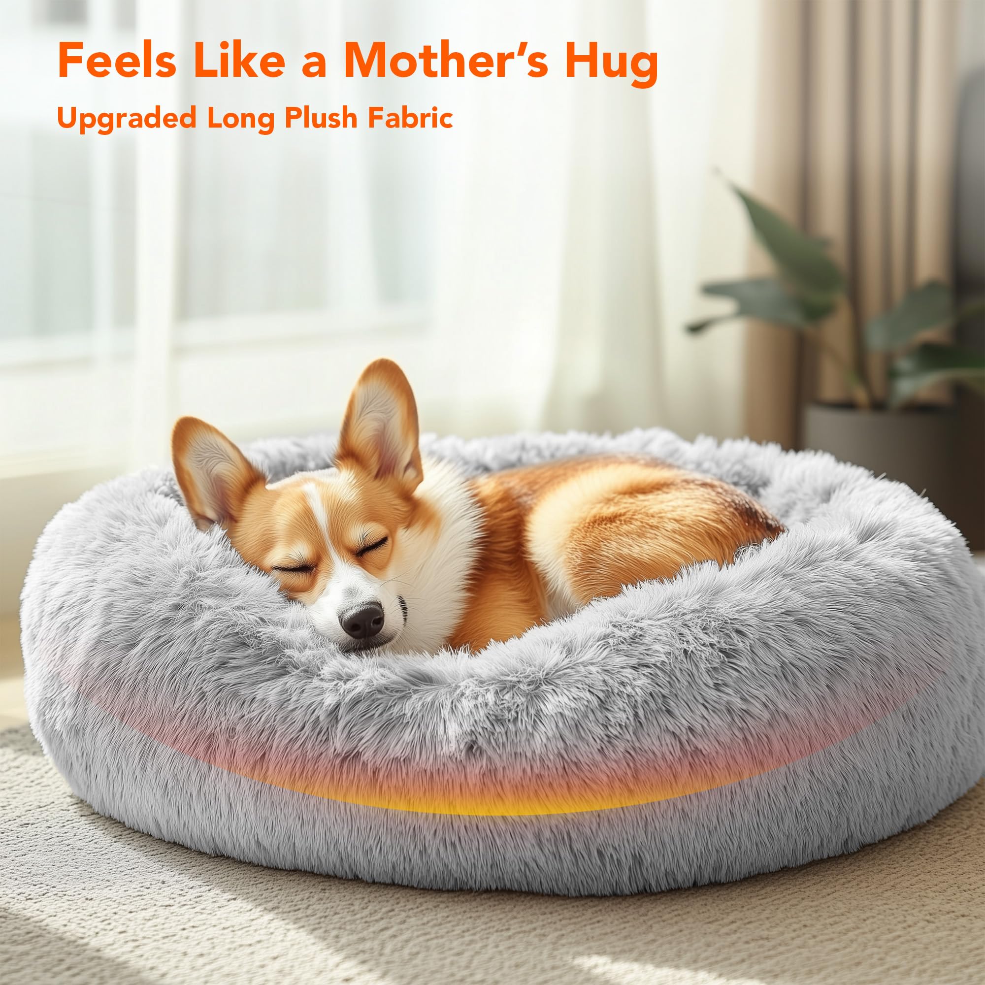 Deconovo Medium Dog Bed - Fluffy Dog Bed For Medium-Sized Dogs & Cats, Calming Anti-Anxiety Donut Pet Bed With Plush Comfort, Wa